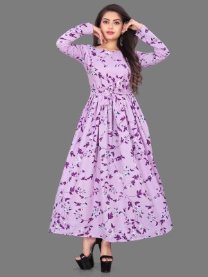 Hiral Creation Women Fit and Flare Purple Dress