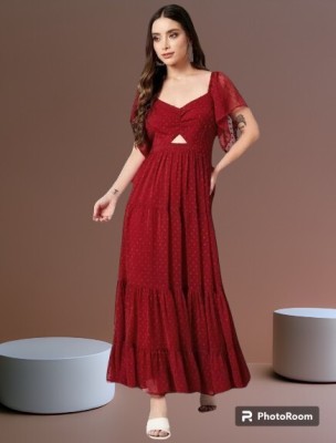 KG FASHION Women Fit and Flare Maroon Dress