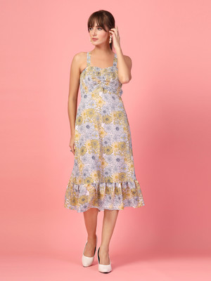 Dressberry Women A-line Yellow Midi/Calf Length Dress