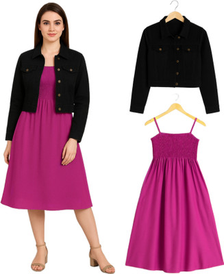 LuxeStyle Women Fit and Flare Pink Maxi/Full Length Dress