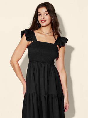 DIMPY GARMENTS Women Maxi Black Full Length Dress