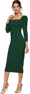 Trendz Creation Women Bodycon Black Below Knee Dress