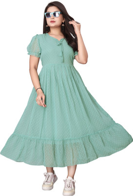 HouseOfCommon Women A-line Pink Maxi/Full Length Dress