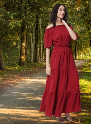 richapparel Women Maxi Maroon Dress