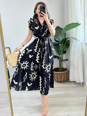 NAYU ENTERPRISE Women Ethnic Dress Black Above Knee/Mid Thigh Length Dress