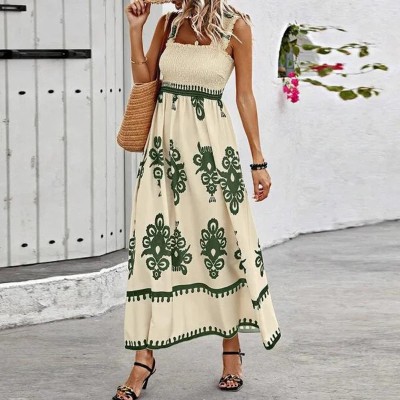 baba fashion Women A-line Green, White Dress