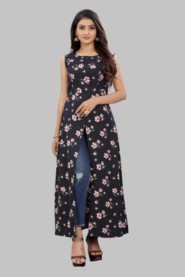 Hiral Creation Women Printed A-line Kurta(White, Black, Pink)
