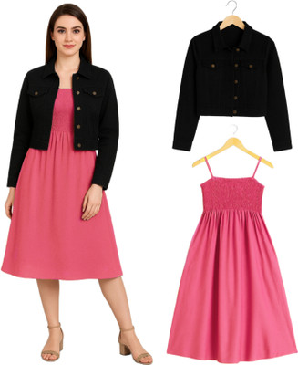 LuxeStyle Women Fit and Flare Pink Maxi/Full Length Dress