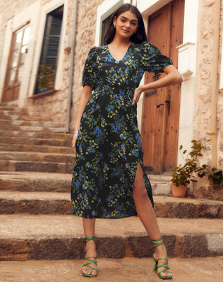 Women A-line Black Dress