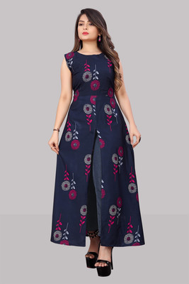 Hiral Creation Women Maxi Blue Full Length Dress