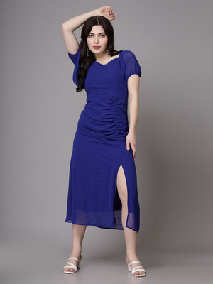 METRONAUT Women Sheath Dark Blue Midi/Calf Length Dress