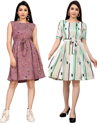 MAA FAB Women A-line Multicolor Knee Length Dress