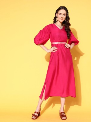 Yufta Women A-line Pink Dress