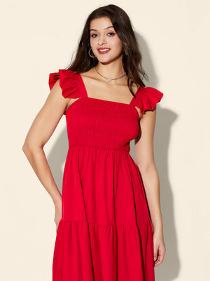DIMPY GARMENTS Women Maxi Red Full Length Dress