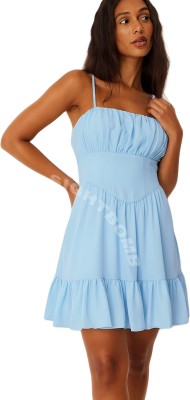 SIGHTBOMB Women Skater Light Blue Dress