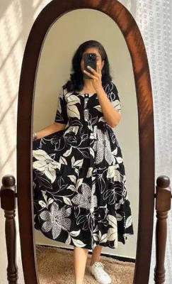 Dagar Women Ethnic Dress Black Midi/Calf Length Dress