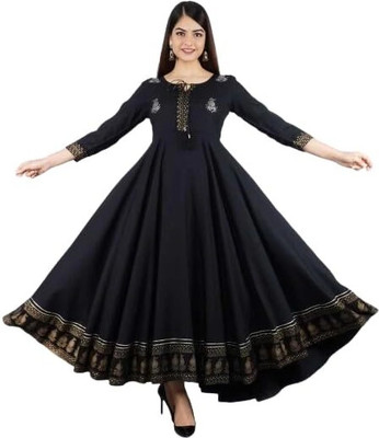 JAYESH CREATION Women Embroidered Anarkali Kurta(Black)