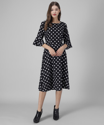 vivient Women A-line Black Below Knee Dress
