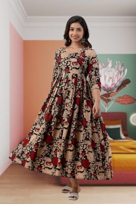 Puruvanshi Women Gown Brown Dress