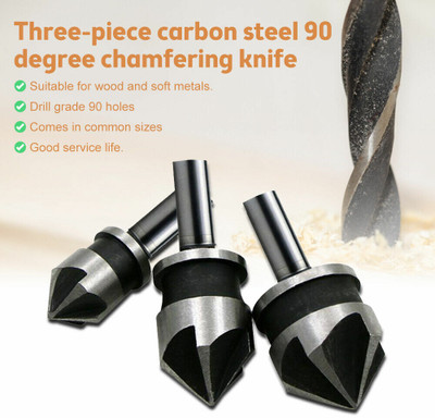 AS TOOL CENTER 3pcs Hex Countersink Boring Set for drilling grade 90 holes in wood and soft metals