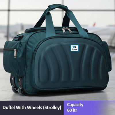 ZEDEN (Expandable) 65 L Duffle Bags Luggage With Trolley-Peacock- Duffel With Wheels (Strolley)