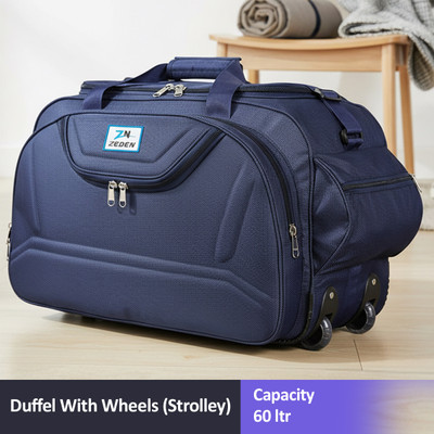 ZEDEN (Expandable) Haversack Blue Travel Duffel Bag Duffel With Wheels (Strolley)