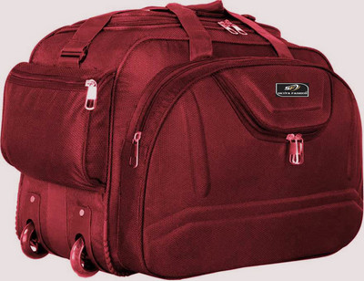SKYFA FASHION (Expandable) 60 L Strolley Duffel Bag - (Expandable) Waterproof Polyester Lightweight RED Duffel With Wheels (Strolley)