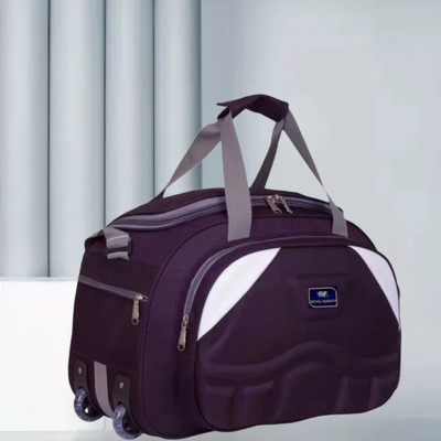 SKYFA FASHION (Expandable) 60 L Strolley Duffel Bag - Fabric Travel Duffel Bags for Men and Women - Purple Duffel With Wheels (Strolley)