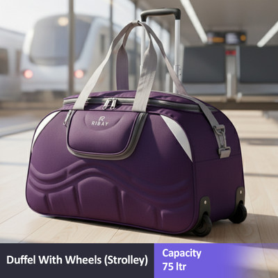 RIBAY Strolley Duffel Bag - Luggage Travel with 2 wheels Duffel With Wheels Duffel With Wheels (Strolley)
