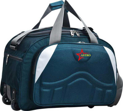 Astro (Expandable) Waterproof Polyester Lightweight Travel Duffel Bag for men and women 45 L Luggage with 2 Wheels Duffel Strolley Bag Travel Duffel Bag (Green) Duffel With Wheels (Strolley)