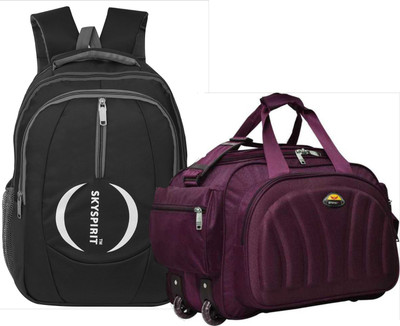 sky spirit (Expandable) Super Premium Quality Combo Duffle Bag With Backpack For Traveltour,Multipurpose Duffel With Wheels (Strolley)