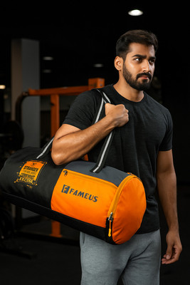 FAMEUS Gym/Sports/Travel Duffel Bag with Shoe Compartment for Men/Women/Boys/Girls(Orange, Kit Bag)