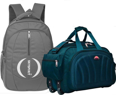 sky spirit (Expandable) Super Premium Quality Combo Duffle Bag With Backpack For Traveltour,Multipurpose Duffel With Wheels (Strolley)