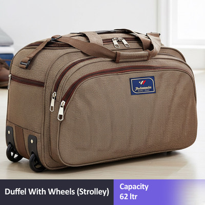 Jholawala (Expandable) 62 L Strolley Duffel Bag - travel luggage duffel bag -Brown- Large Capacity Duffel With Wheels (Strolley)