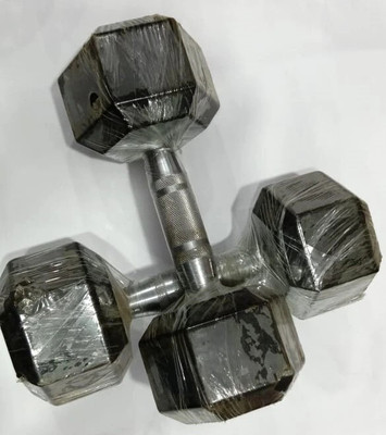 wWAR Hexagon Gym Metal Encased Fixed Dumbbell W 2.5kg Black. 2.5Kg W Each Set (2PCs) Fixed Weight Dumbbell(5 kg)