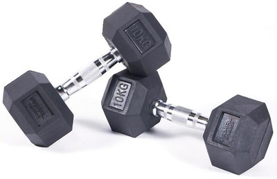 yash fitness Hexa Dumbbell Double Hexagon (10kg X 2) for Home Gym Workout Fixed Weight Dumbbell(20 kg)