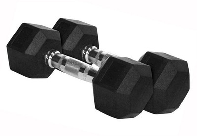 wWAR FITNESS (Pack of 2pcs * 5kg = 10kg) HEX Shape Rubber Fixed Weight Dumbbell(10 kg)