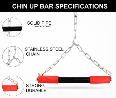 Koshteh Home gym 4ft hanging chin up bar for Height Increaser and Pull Exercise Chin-up Bar
