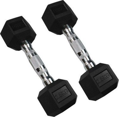 wWAR Hexa Rubber Dumbbells|Chromium Plated Rods|Heavy Duty Dumbbell Pair (5kg) Fixed Weight Dumbbell(5 kg)
