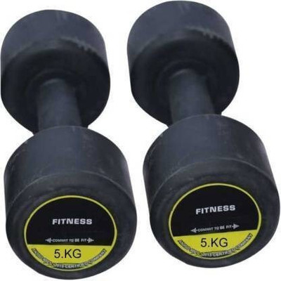 gamers hub Pair of 5Kg (5Kg X 2) Rubber dumbbell, full rubber dumbbell Fixed Weight Dumbbell(10 kg)