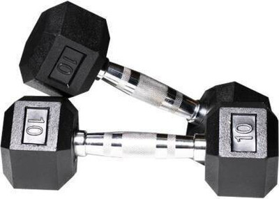 Explode Hexa Dumbbells Pure Rubber (10X2 =20kg) Set For Home Gym Workout Fixed Weight Dumbbell(20 kg)