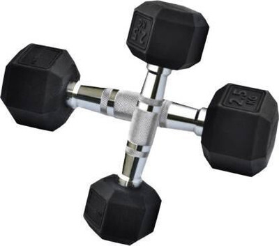 gamers hub Rubber Coated Professional Hexa Dumbbells Pack of 2 Fixed Weight Dumbbell(2.5 kg)