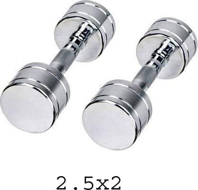 wWAR Hi-Quality Steel Chrome 2.5Kg (Pair) Fixed Weight Dumbbell(5 kg)
