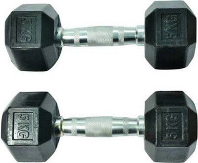 wWAR Set of 5kg x2pcs Fixed Weight Hexagonal Dumbbell(10kg) Fixed Weight Dumbbell(10 kg)