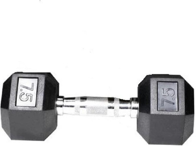 gamers hub Best Quality (7.5KG*1) Rubber Coated Hexagonal Single Dumbbell Fixed Weight Dumbbell(7.5 kg)