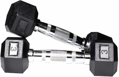wWAR Hexa Dumbbells, 3 Kg Pair Rubber Coated Professional Hex Dumbbell Set Fixed Weight Dumbbell(6 kg)
