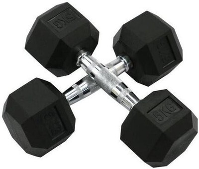 wWAR Fitness Freak hexagon Dumbbells 5 kg pair Fixed Weight Dumbbell(10 kg)
