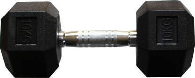 wWAR SIngle Piece 10 Kg Hexa Rubber Coated Fixed Weight Dumbbell(10 kg)