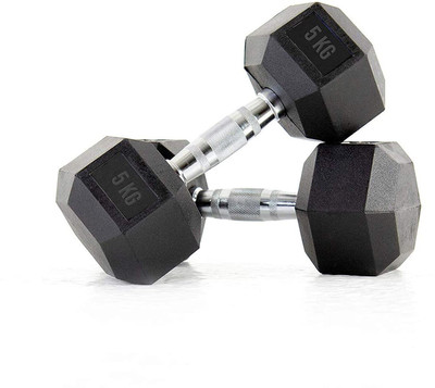 wWAR Rubber Coated Professional Hexa Dumbbells (Pack of 2) 5 kg Fixed Weight Dumbbell(5 kg)