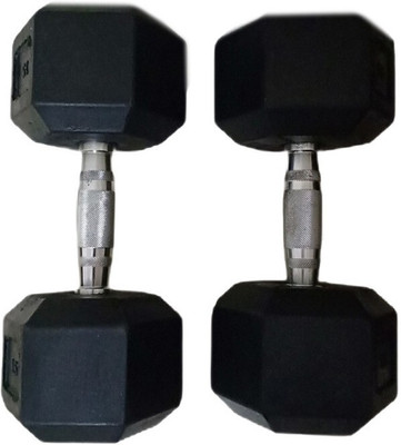 wWAR Rubber Coated Professional Hexa Dumbbells Pack of 2 Fixed Weight Dumbbell(5 kg)